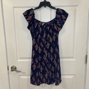 Gypsies & Moondust Navy Off-the-Shoulder Cactus Dress Size Medium